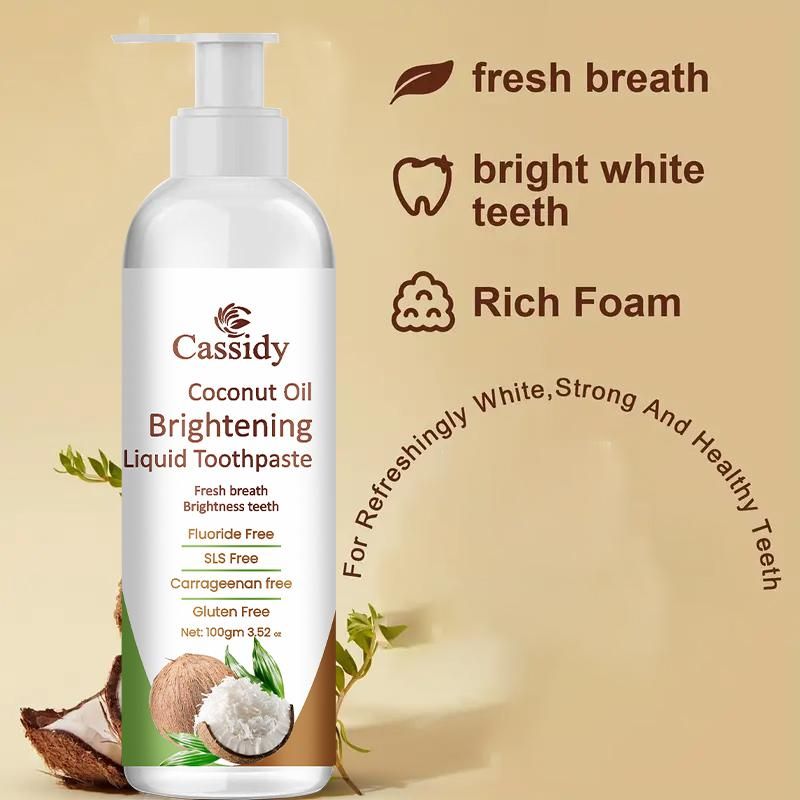 Coconut Oil Brightening Liquid Toothpaste – 200g Natural Whitening Formula (Pack of 2)