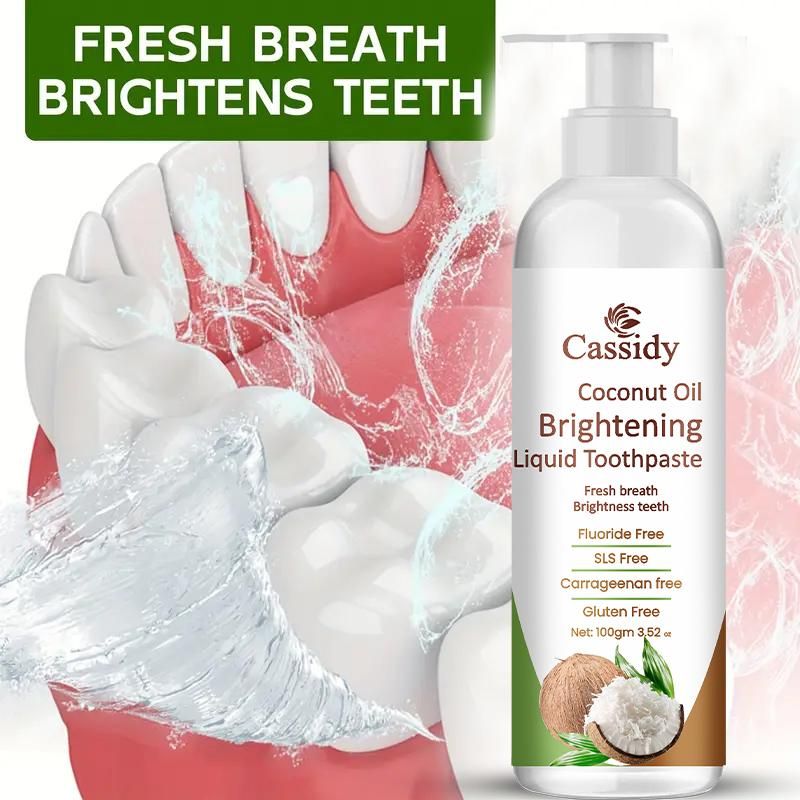 Coconut Oil Brightening Liquid Toothpaste – 200g Natural Whitening Formula (Pack of 2)