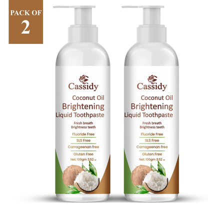 Coconut Oil Brightening Liquid Toothpaste – 200g Natural Whitening Formula (Pack of 2)