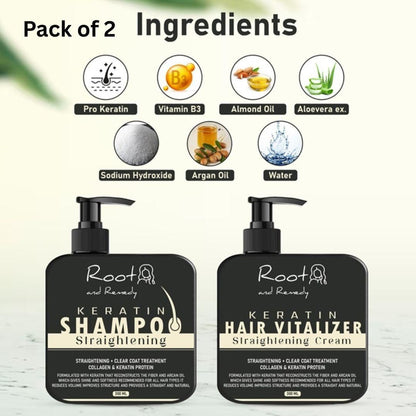 Herbal Pro Hair Straightening Shampoo & Keratin Hair Vitalizer Cream (Pack of 2)
