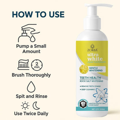 Ultra White Liquid Toothpaste – Teeth Whitening & Deep Cleaning Formula, 200ml (Pack of 2)