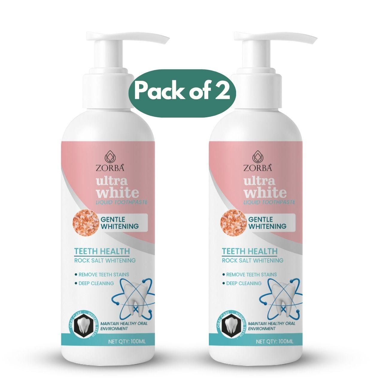 Ultra White Liquid Toothpaste – Deep Cleaning & Whitening Formula, 200ml (Pack of 2)