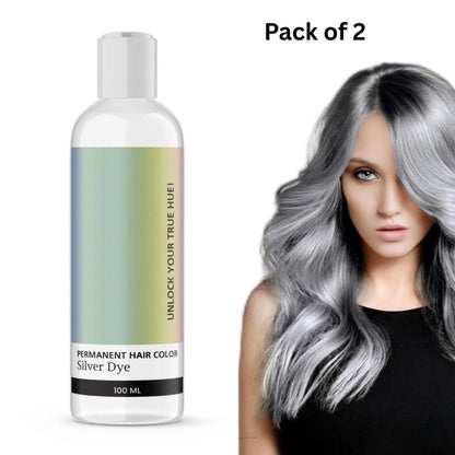 Permanent Silver Hair Color Dye – Long-Lasting Vibrant Grey Shade (Pack of 2)
