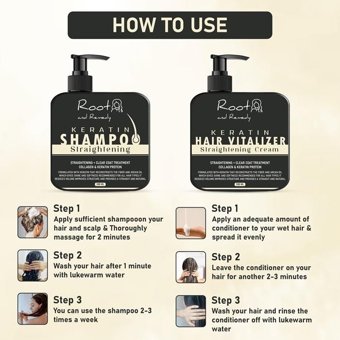 Herbal Pro Hair Straightening Shampoo & Keratin Hair Vitalizer Cream (Pack of 2)