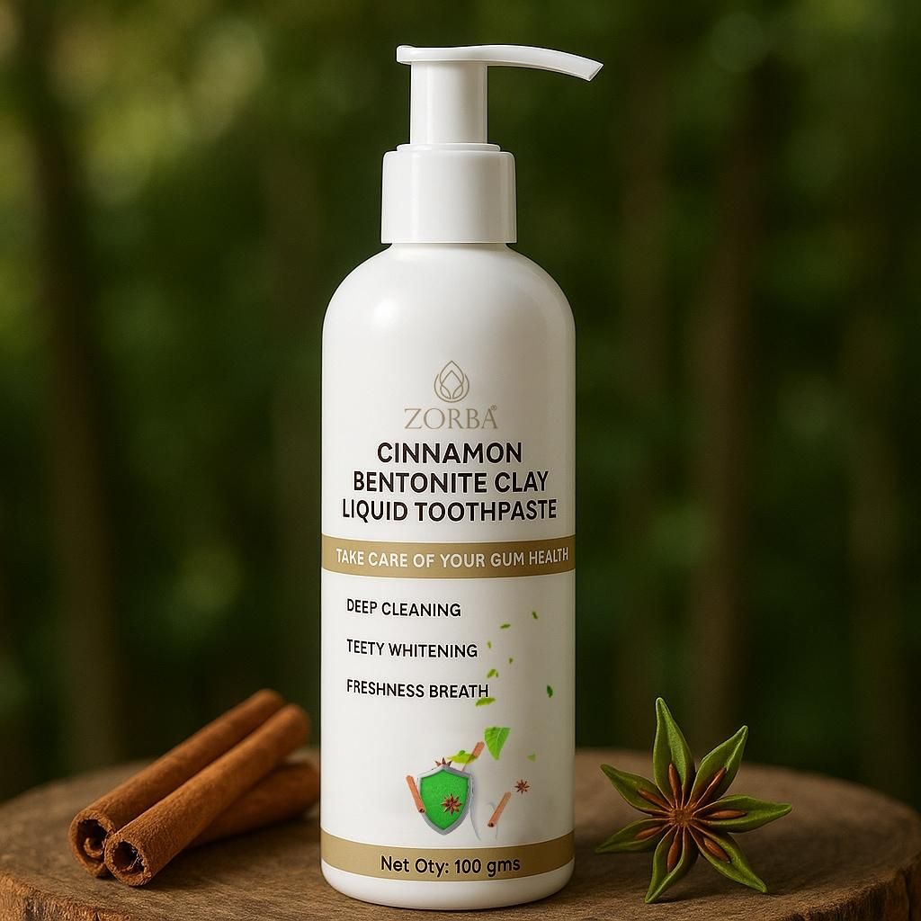 Cinnamon Bentonite Clay Liquid Toothpaste – Natural Whitening & Detox Formula, 200ml (Pack of 2)