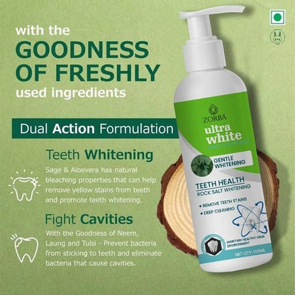 Zorba Ultra White Liquid Toothpaste 100ML (Pack of 2)