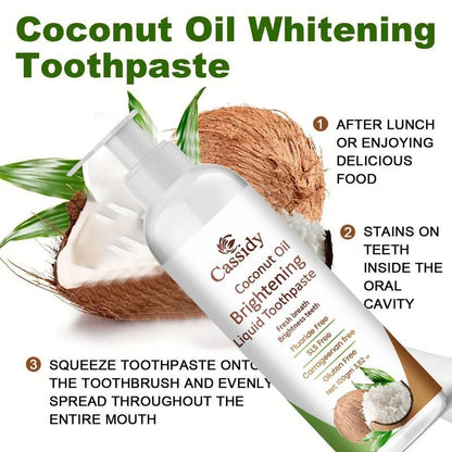 Coconut Oil Brightening Liquid Toothpaste – 200g Natural Whitening Formula (Pack of 2)