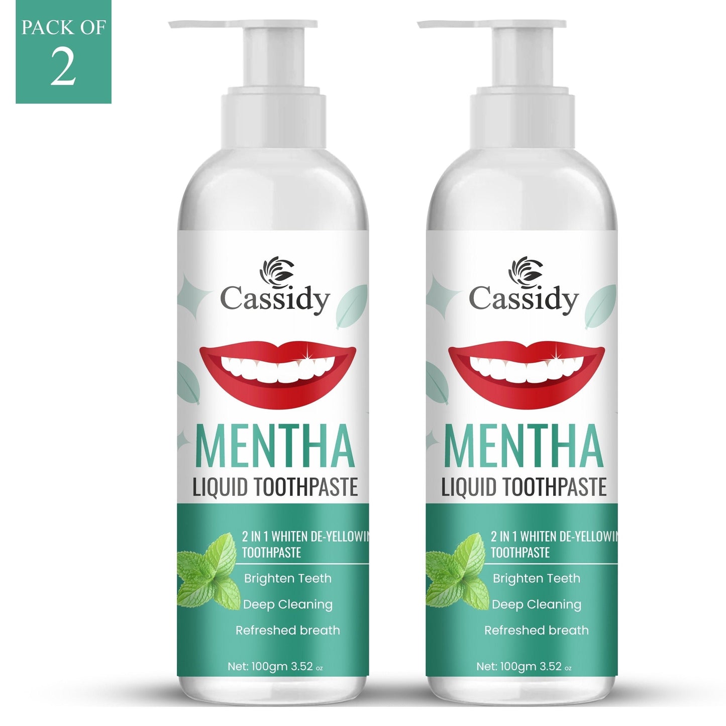 Mentha Liquid Toothpaste – Refreshing Mint Formula, 200g (Pack of 2)