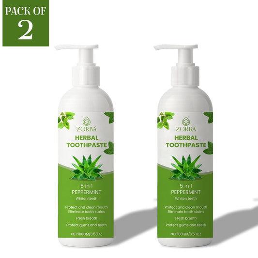 Zorba Herbal Toothpaste 5 in 1 – Natural Oral Care, 100g (Pack of 2)